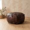 download (1) Vintage Dark Brown Leather Ottoman Pouf