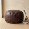 download Vintage Dark Brown Leather Ottoman Pouf
