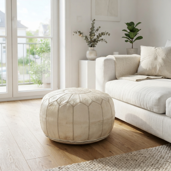 download (1) Modern Cream White Moroccan Leather Pouf