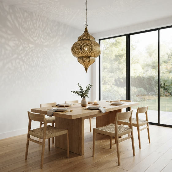download (2) Hand-Carved Moroccan Brass Pendant Light
