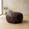 download (2) Vintage Dark Brown Leather Ottoman Pouf