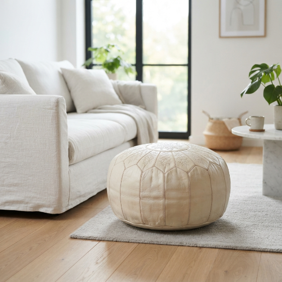 download (3) Modern Cream White Moroccan Leather Pouf