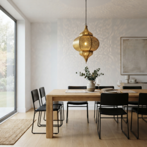 Hand-Carved Moroccan Brass Pendant Light