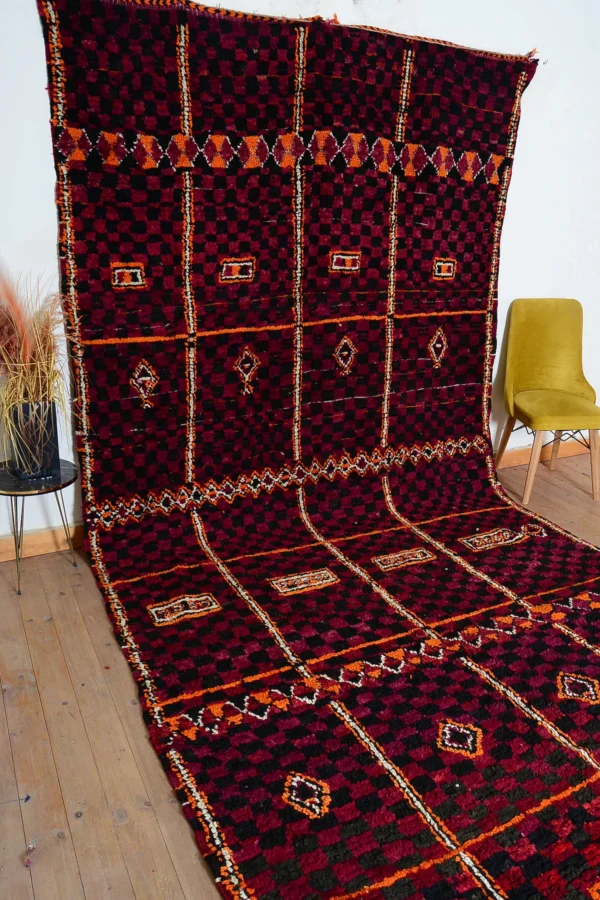 Vintage Boujad Moroccan Rug – Large Wool Berber Carpet (13.4 x 6.8 FT)