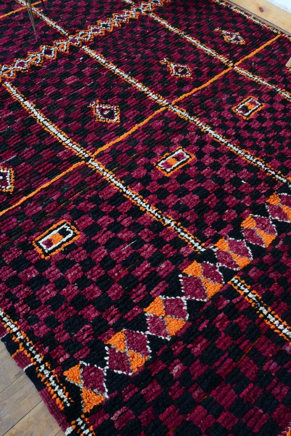 Vintage Boujad Moroccan Rug – Large Wool Berber Carpet (13.4 x 6.8 FT)