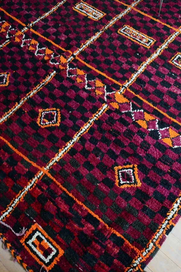 Vintage Boujad Moroccan Rug – Large Wool Berber Carpet (13.4 x 6.8 FT)