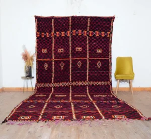 Vintage Boujad Moroccan Rug – Large Wool Berber Carpet (13.4 x 6.8 FT)