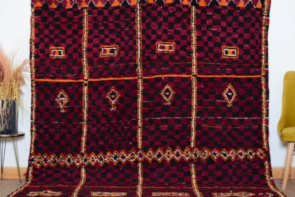 Vintage Boujad Moroccan Rug – Large Wool Berber Carpet (13.4 x 6.8 FT)