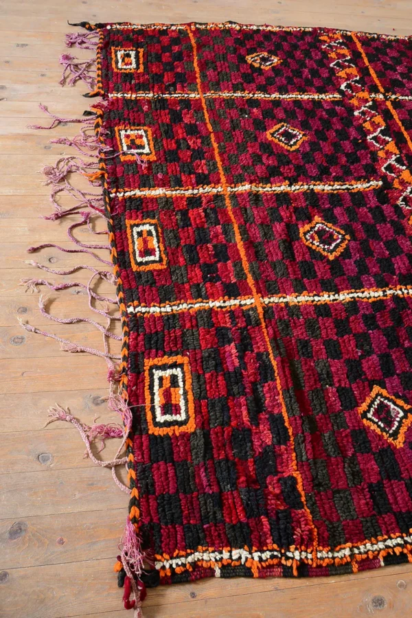Vintage Boujad Moroccan Rug – Large Wool Berber Carpet (13.4 x 6.8 FT)