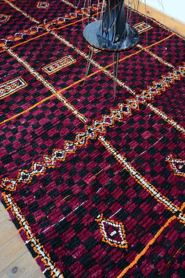 Vintage Boujad Moroccan Rug – Large Wool Berber Carpet (13.4 x 6.8 FT)