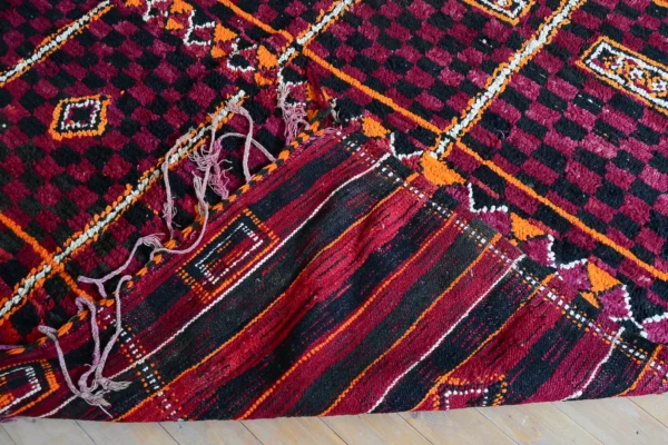 Vintage Boujad Moroccan Rug – Large Wool Berber Carpet (13.4 x 6.8 FT)